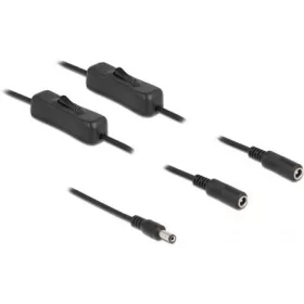   Delock DC 5,5x2,1mm -> DC 5,5 x 2,1mm M/F tápkábel 1m fekete kapcsolóval