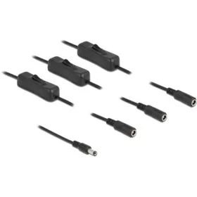   Delock DC 5,5x2,1mm -> 3db DC 5,5 x 2,1mm M/F tápkábel 1m fekete kapcsolóval