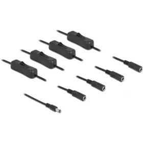   Delock DC 5,5x2,1mm -> 4db DC 5,5 x 2,1mm M/F tápkábel 1m fekete kapcsolóval
