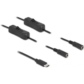   Delock 86800 USB-C -> 2db DC 5.5 x 2.1mm M/F tápkábel 1m fekete kapcsolóval