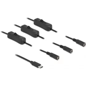   Delock 86801 USB-C -> 3db DC 5.5 x 2.1mm M/F tápkábel 1m fekete kapcsolóval