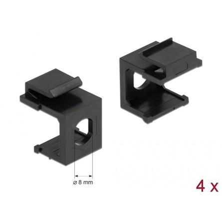 Delock keystone burkolat fekete 8mm-es lyukkal, 4db