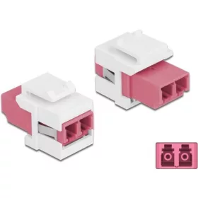   Delock LC Duplex -> LC Duplex F/F keystone modul fehér-rózsaszín multi-mode