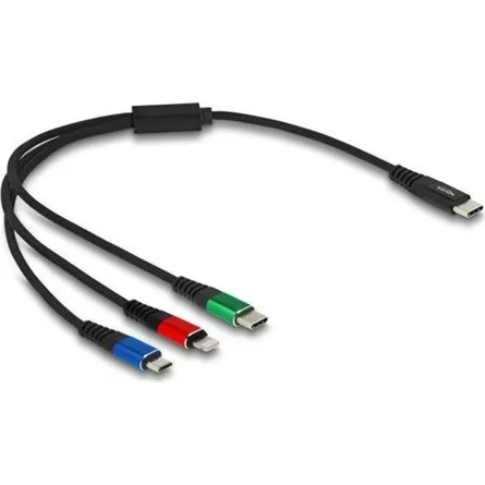 Delock USB-C -> Lightning USB-C USB-B 2.0 micro M/M töltőkábel 0.3m fekete