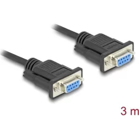 Delock D-Sub9-es, RS-232 soros kábel, anya-anya, 3 m