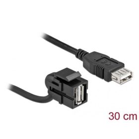   Delock USB-A 2.0 -> USB-A 2.0 F/F keystone modul 0.3m fekete