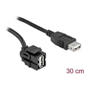   Delock USB-A 2.0 -> USB-A 2.0 F/F keystone modul 0.3m fekete 250°
