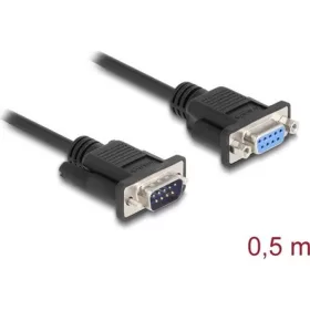   Delock Serial RS-232 DB9 -> Serial RS-232 DB9 M/F adatkábel 0.5m fekete null modem