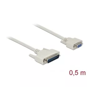   Delock Serial RS-232 DB9 -> D-Sub 25pin M/F adatkábel 0.5m fehér