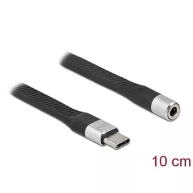   Delock USB-C -> Jack stereo 3,5mm (4pin) M/F adapter 0.1m fekete FPC Flat Ribbon