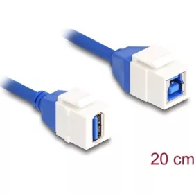   Delock Keystone modul USB kábel 5 Gbps A-típusú USB anya   B-típusú USB anya 20 cm, kék