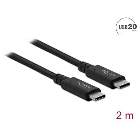 Delock 86980 USB4 Gen2×2 -> USB4 Gen2×2 M/M adatkábel 2m fekete