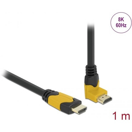 Delock HDMI 2.1 -> HDMI 2.1 M/M video kábel 1m fekete 90° fel