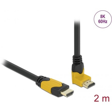 Delock HDMI 2.1 -> HDMI 2.1 M/M video kábel 2m fekete 90° fel