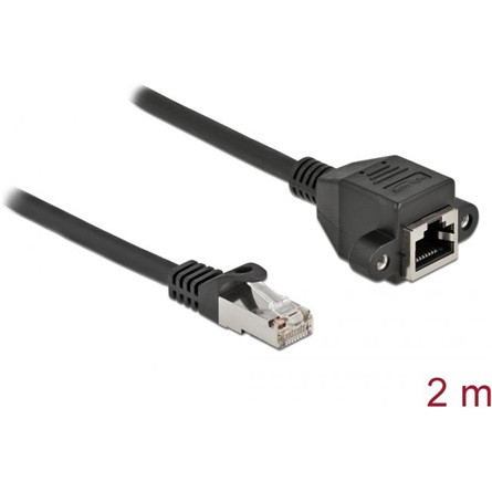 Delock RJ45 CAT6A S/FTP -> RJ45 CAT6A S/FTP M/F adatkábel hosszabbító 2m fekete