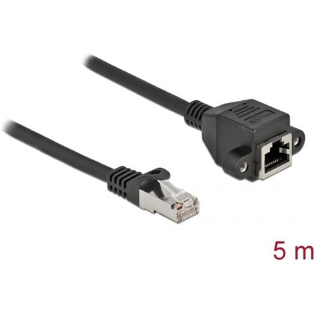 Delock RJ45 CAT6A S/FTP -> RJ45 CAT6A S/FTP M/F adatkábel hosszabbító 5m fekete