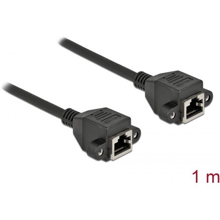 Delock RJ45 CAT6A S/FTP -> RJ45 CAT6A S/FTP F/F adatkábel hosszabbító 1m fekete