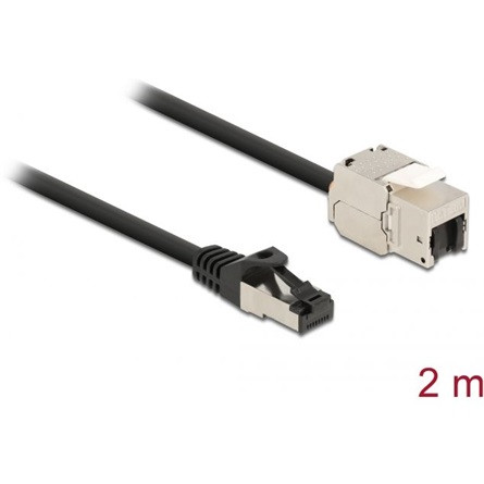 Delock RJ45 CAT6A S/FTP -> RJ45 CAT6A S/FTP M/F keystone modul 2m fekete