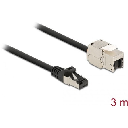 Delock RJ45 CAT6A S/FTP -> RJ45 CAT6A S/FTP M/F keystone modul 3m fekete