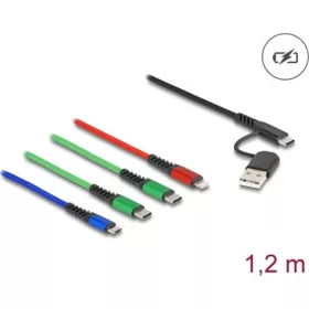   Delock USB-A 2.0 USB-C -> Lightning 2db USB-C USB-B 2.0 micro M/M töltőkábel 1.2m fekete