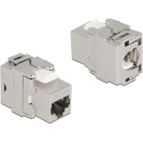   Delock Eszközmentes, 180 -os, fém Keystone modul RJ45 anya - LSA Cat.6A