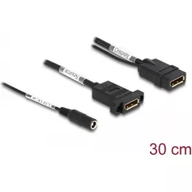   Delock DisplayPort 1.2 DC -> DisplayPort 1.2 F/F video kábel 0.3m fekete panel mount