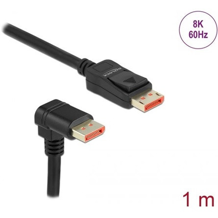 Delock DisplayPort 1.4 -> DisplayPort 1.4 M/M video kábel 1m fekete 90°le/egyenes