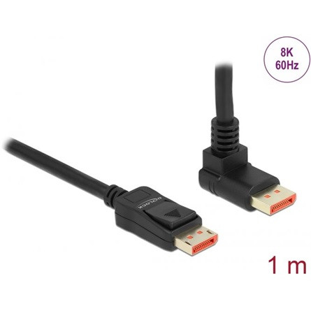 Delock DisplayPort 1.4 -> DisplayPort 1.4 M/M video kábel 1m fekete 90°fel/egyenes