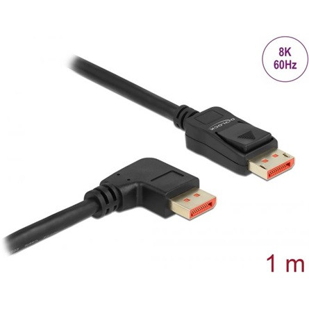 Delock DisplayPort 1.4 -> DisplayPort 1.4 M/M video kábel 1m fekete 90°jobb/egyenes