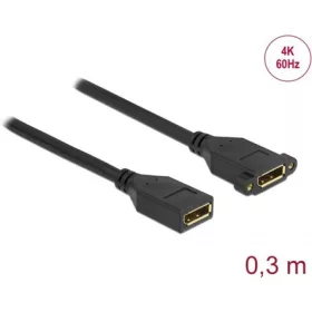   Delock DisplayPort 1.2 -> DisplayPort 1.2 F/F video kábel 0.3m fekete panel-mount