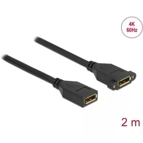   Delock DisplayPort 1.2 -> DisplayPort 1.2 F/F video kábel 2m fekete panel-mount