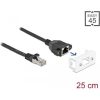 Delock RJ45 CAT6A S/FTP -> RJ45 CAT6A S/FTP M/F adatkábel 0.25m fekete Easy 45 modulhoz