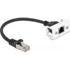 Delock RJ45 CAT6A S/FTP -> RJ45 CAT6A S/FTP M/F adatkábel 0.25m fekete Easy 45 modulhoz