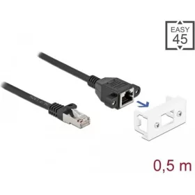   Delock RJ45 CAT6A S/FTP -> RJ45 CAT6A S/FTP M/F adatkábel 0.5m fekete Easy 45 modulhoz