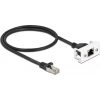 Delock RJ45 CAT6A S/FTP -> RJ45 CAT6A S/FTP M/F adatkábel 0.5m fekete Easy 45 modulhoz