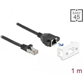   Delock RJ45 CAT6A S/FTP -> RJ45 CAT6A S/FTP M/F adatkábel 1m fekete Easy 45 modulhoz