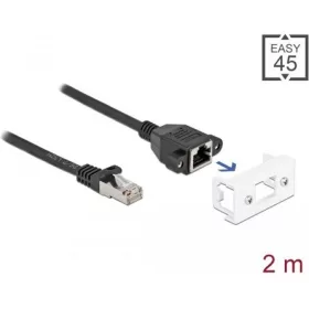   Delock RJ45 CAT6A S/FTP -> RJ45 CAT6A S/FTP M/F adatkábel 2m fekete Easy 45 modulhoz
