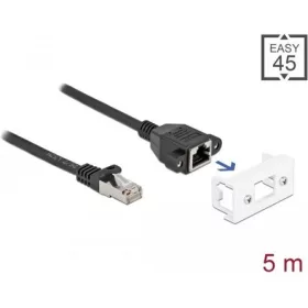   Delock RJ45 CAT6A S/FTP -> RJ45 CAT6A S/FTP M/F adatkábel 5m fekete Easy 45 modulhoz