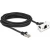 Delock RJ45 CAT6A S/FTP -> RJ45 CAT6A S/FTP M/F adatkábel 5m fekete Easy 45 modulhoz