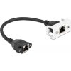 Delock RJ45 CAT6A S/FTP -> RJ45 CAT6A S/FTP F/F adatkábel 0.25m fekete Easy 45 modulhoz