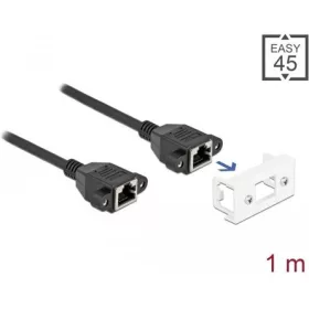   Delock RJ45 CAT6A S/FTP -> RJ45 CAT6A S/FTP F/F adatkábel 1m fekete Easy 45 modulhoz