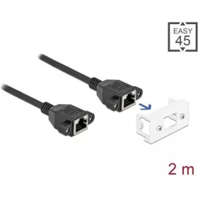   Delock RJ45 CAT6A S/FTP -> RJ45 CAT6A S/FTP F/F adatkábel 2m fekete Easy 45 modulhoz