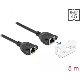   Delock RJ45 CAT6A S/FTP -> RJ45 CAT6A S/FTP F/F adatkábel 5m fekete Easy 45 modulhoz