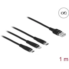   Delock USB-A 2.0 -> Lightning USB-C USB-B 2.0 micro M/M töltőkábel 1m fekete