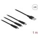 Delock USB-A 2.0 -> Lightning USB-C USB-B 2.0 micro M/M töltőkábel 1m fekete