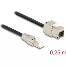   Delock RJ45 CAT6A S/FTP -> RJ45 CAT6A S/FTP M/F keystone modul 0.25m fekete