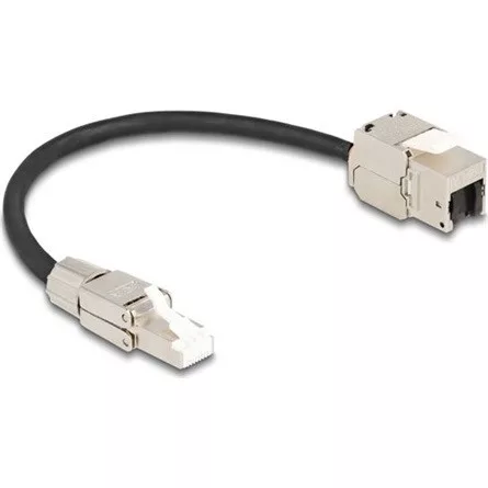 Delock RJ45 CAT6A S/FTP -> RJ45 CAT6A S/FTP M/F keystone modul 0.25m fekete