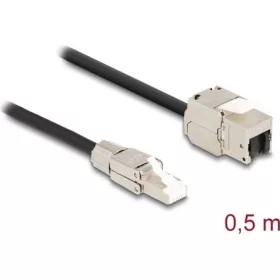   Delock RJ45 CAT6A S/FTP -> RJ45 CAT6A S/FTP M/F keystone modul 0.5m fekete