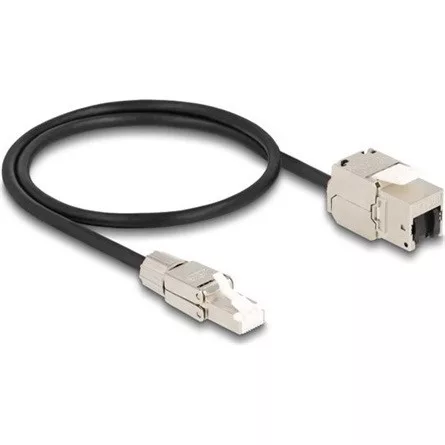 Delock RJ45 CAT6A S/FTP -> RJ45 CAT6A S/FTP M/F keystone modul 0.5m fekete