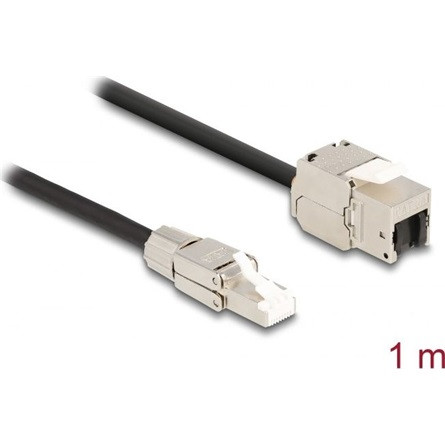 Delock RJ45 CAT6A S/FTP -> RJ45 CAT6A S/FTP M/F keystone modul 1m fekete
